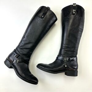 Geox black tall riding boots Size 6.5 leather English Countryside Low heel women